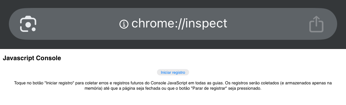 Página com exemplo do Google DevTools no Iphone